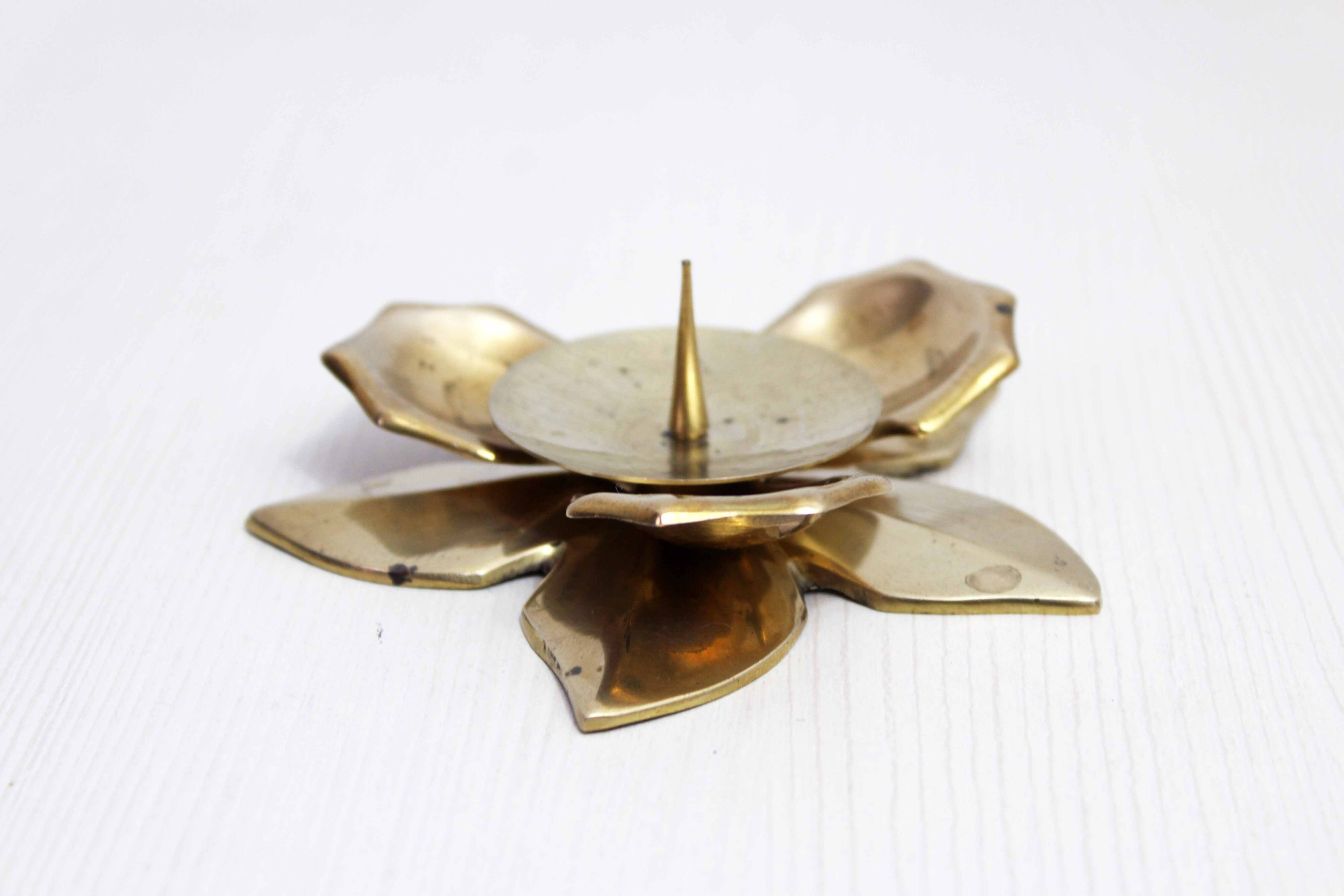 Brass flower candle holder