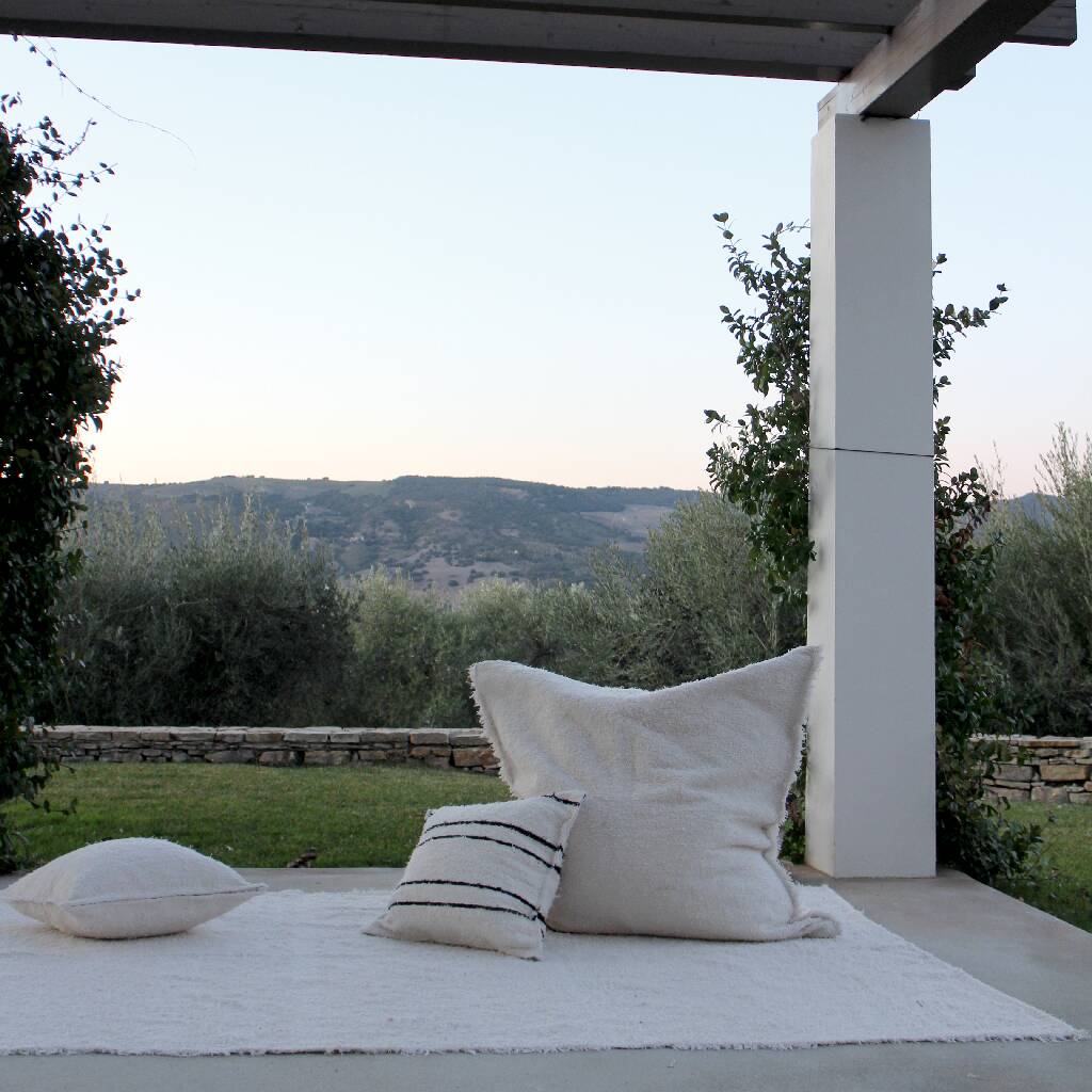 Housse de coussin artisanale en coton recyclé tissé main