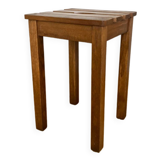 Wooden stool with central grip, quadripod base, 20th century
