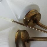 Pair of double double opaline and brass appliques