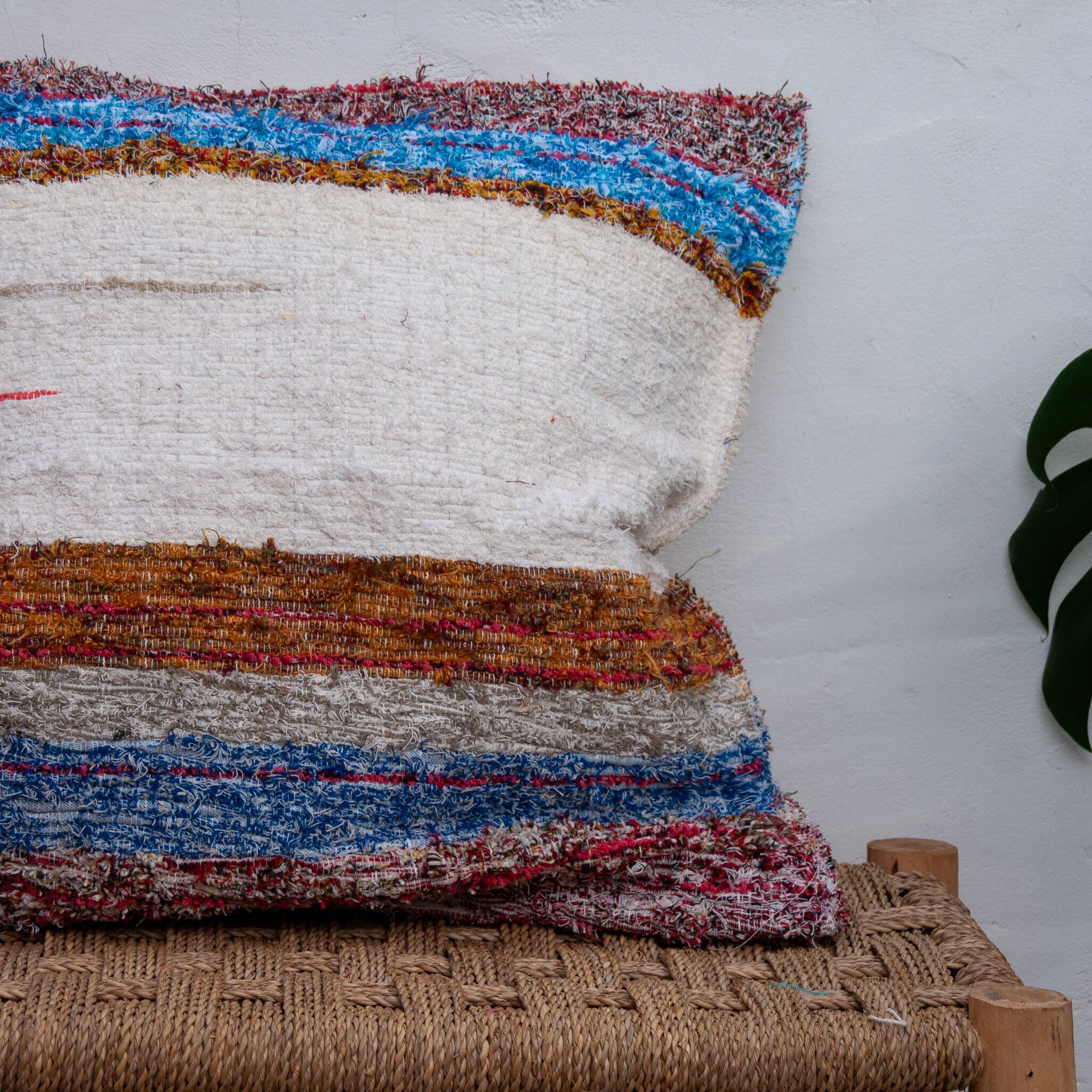Handwoven cushion cover made from recycled cotton