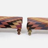 Small kilim ottomans with wooden legs, türkiye, set of 2
