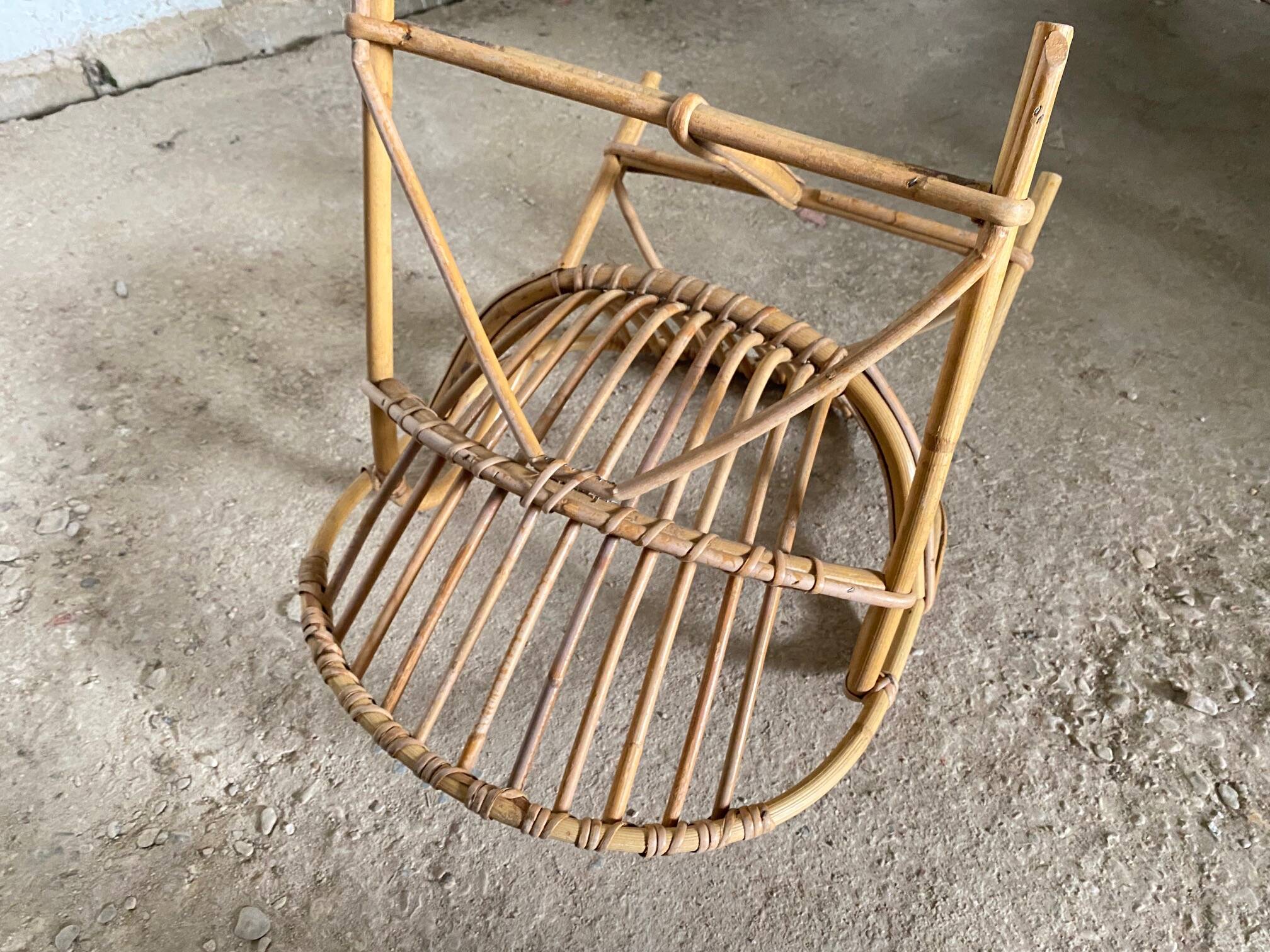 Vintage rattan children's armchair 1960s