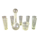 Set of bubble glassware from Biot – carafe, glasses, and ice bucket – 1960s
