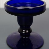 Blue tinted glass candlestick