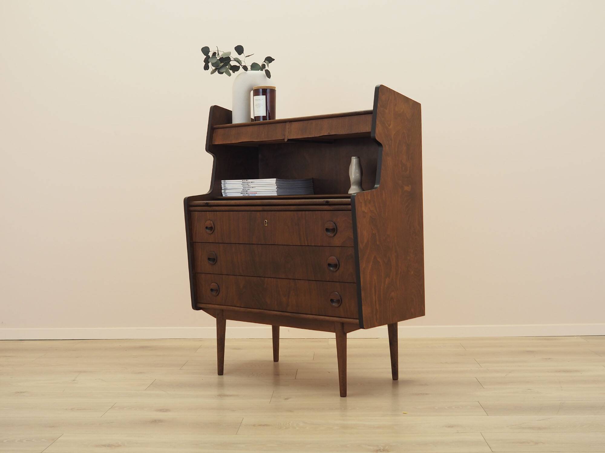 Walnut Secretary Desk 1960s Denmark with Drawers