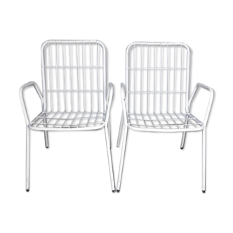 Paire 2 fauteuils / chaises Emu Rio metal vintage epoque 1960