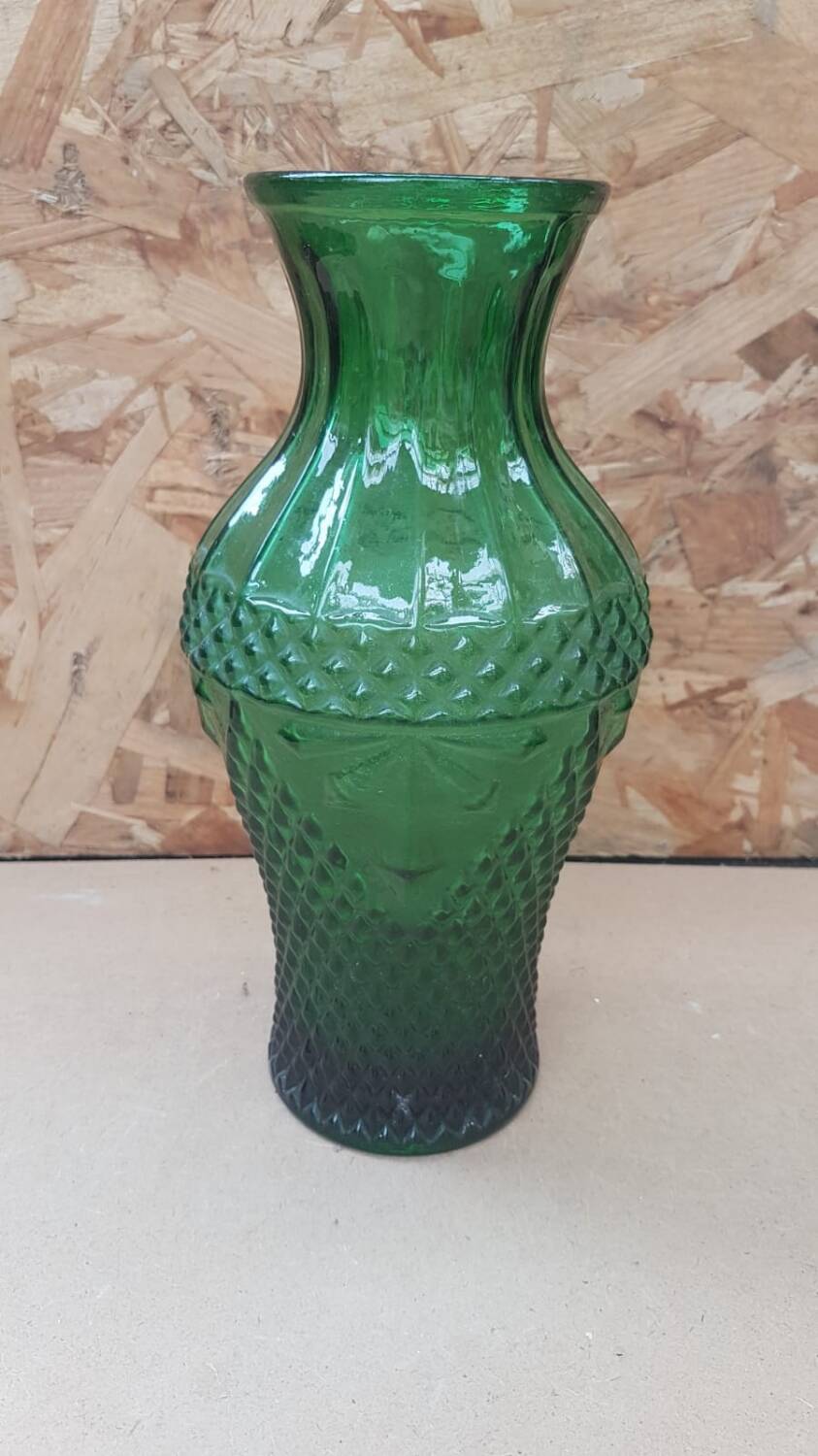 Old Green Molded Glass Vase Decor Vintage Tips