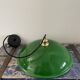 Vintage pendant lamp in electrified green opaline to nine