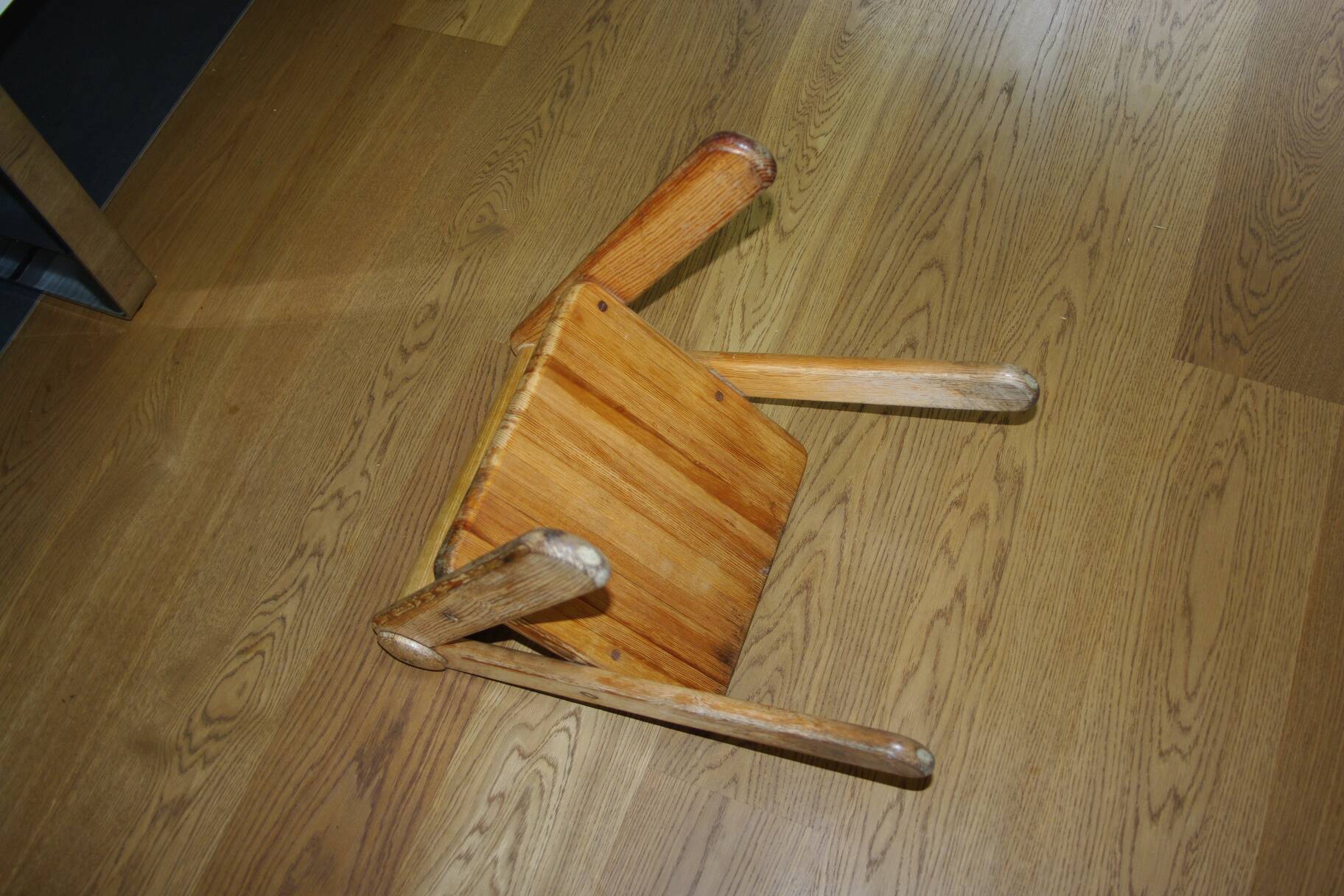 Rare vintage children's chair in solid pine by pierre grosjean 1970