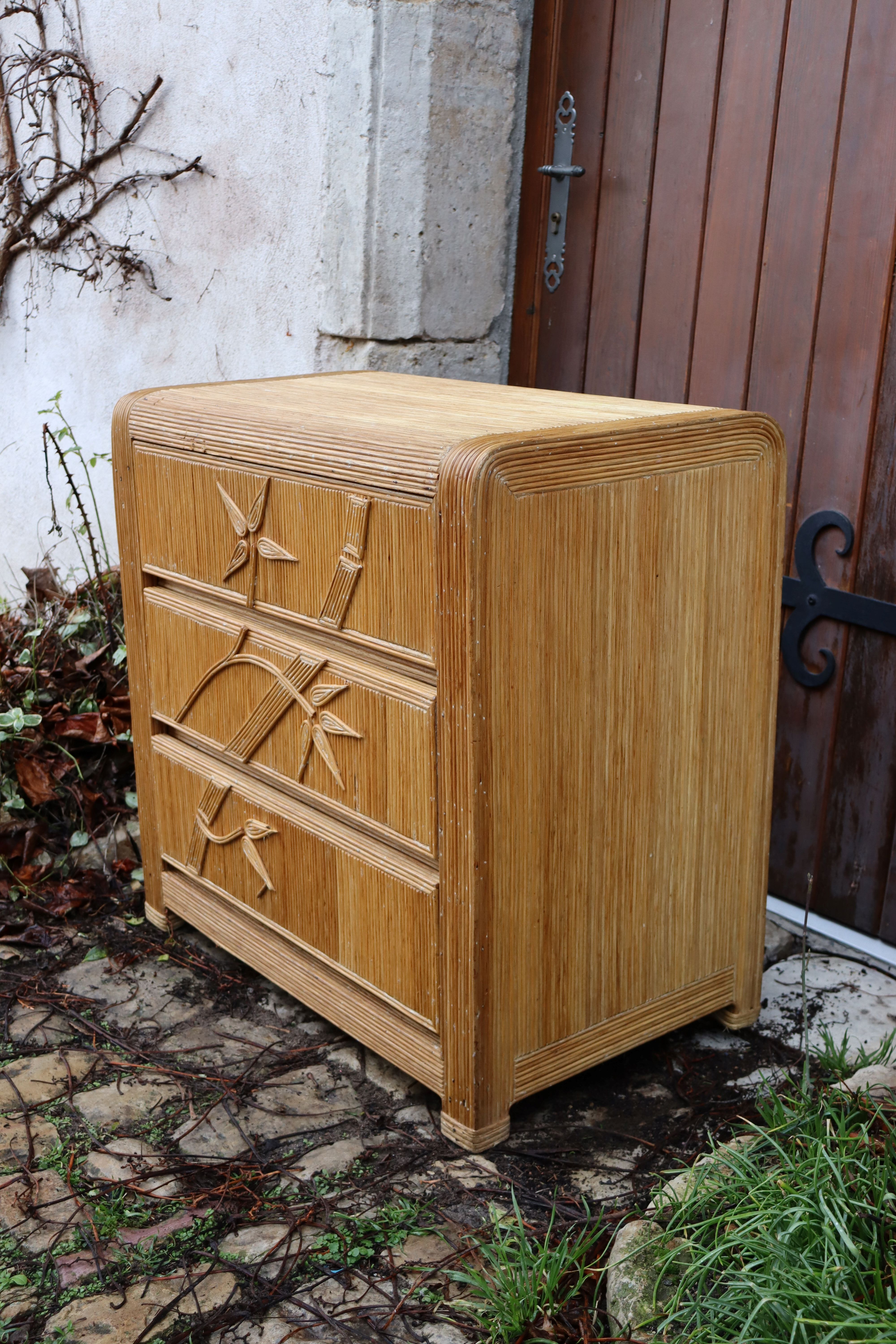 Rattan chest of drawers