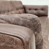 Années 1970, canapé classique danois 3 places, cuir marron d'origine.