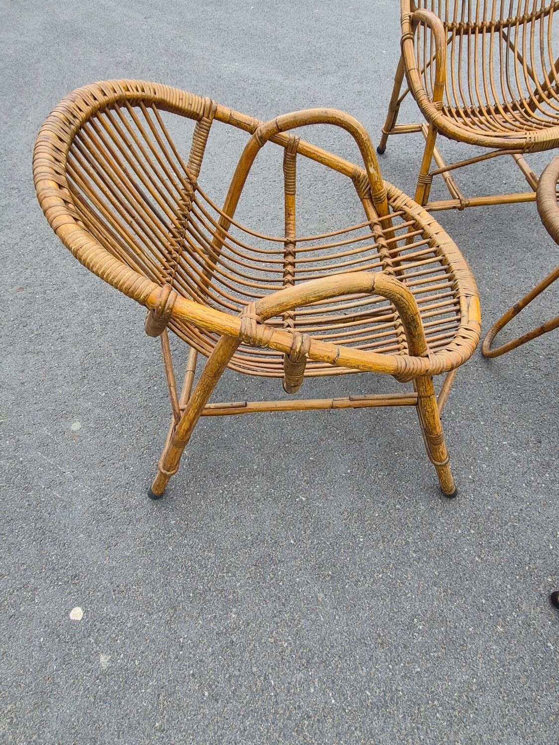 Vintage salon de jardin en rotin