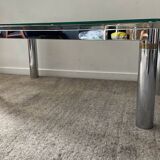 Vintage coffee table in brass and chrome metal from the 70s