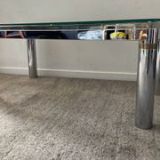 Vintage coffee table in brass and chrome metal from the 70s