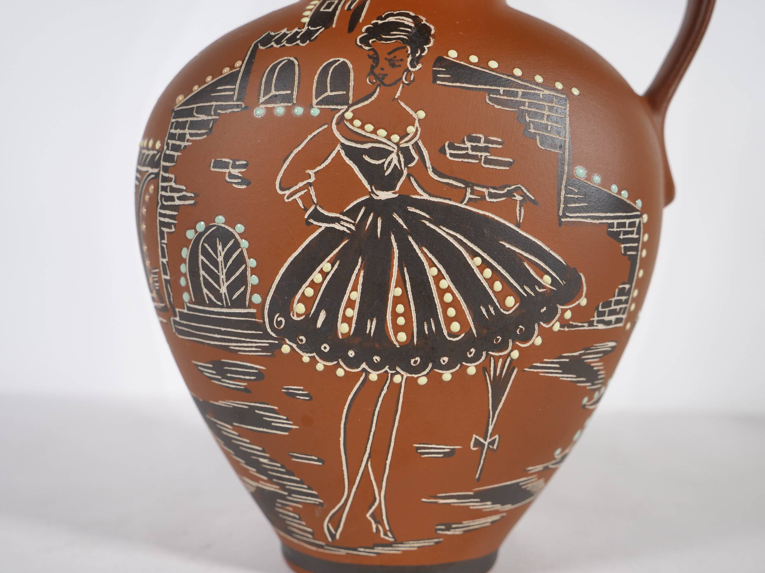 Hand-Painted Mid-Century Ceramic Vase by E. Knopp for Marzi & Remy, 1950s