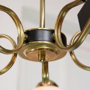 Mid-Century Modern Italian Brass and Opaline Chandelier, 1960
