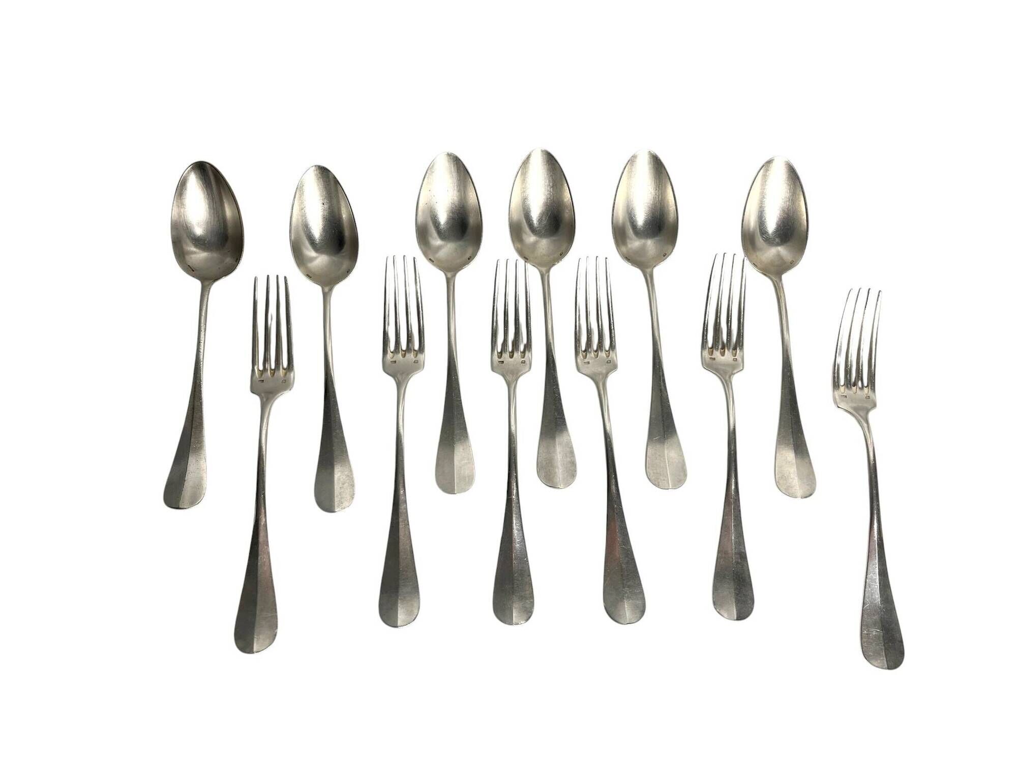 Tableware, six-piece silver-plated cutlery set by SFAM from the early 20th century.