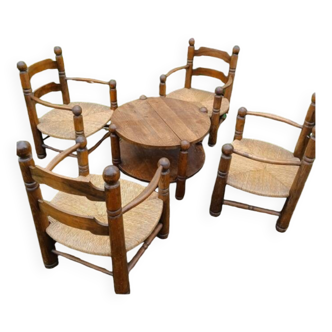 Table basse et 4 fauteuils style Dudouyt
