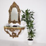 Wall console & its beaded mirror.