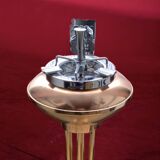 Old brass and chrome-plated metal ashtray on stand