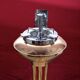 Old brass and chrome-plated metal ashtray on stand