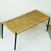 Black steel and wicker side table by Carl Auböck, mid-century.