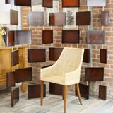 Vintage screen in wood and brass