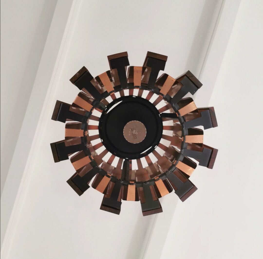 Mid century design pendant light werner schou, seventies