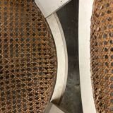 Set of 2 Louis XVI style patinated beige and cannate chairs