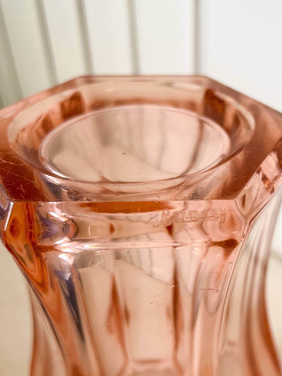 Art Deco Style Pink Glass Vase