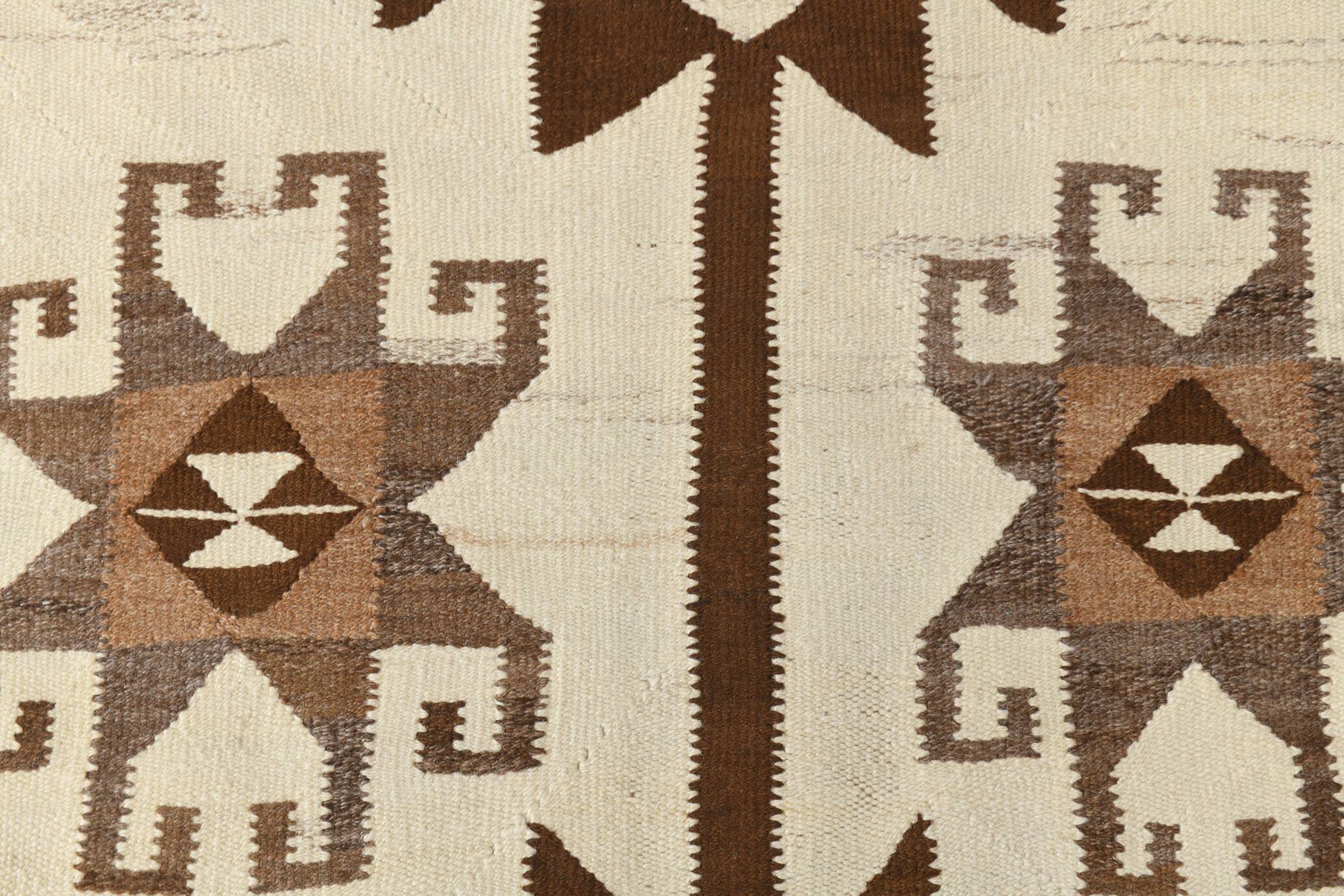 3x12 Vintage Beige & Brown Kilim Runner Rug, 95x373Cm