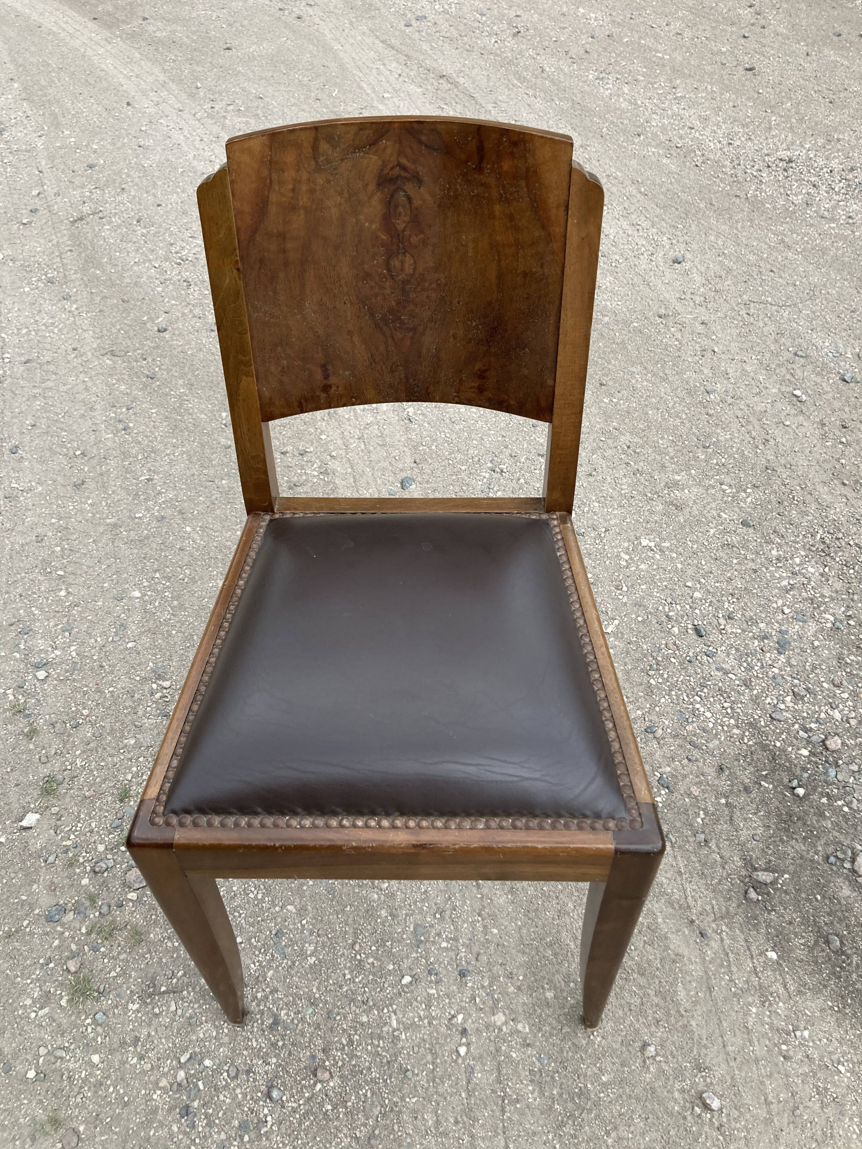 Set de 6 chaises art déco assise cuir