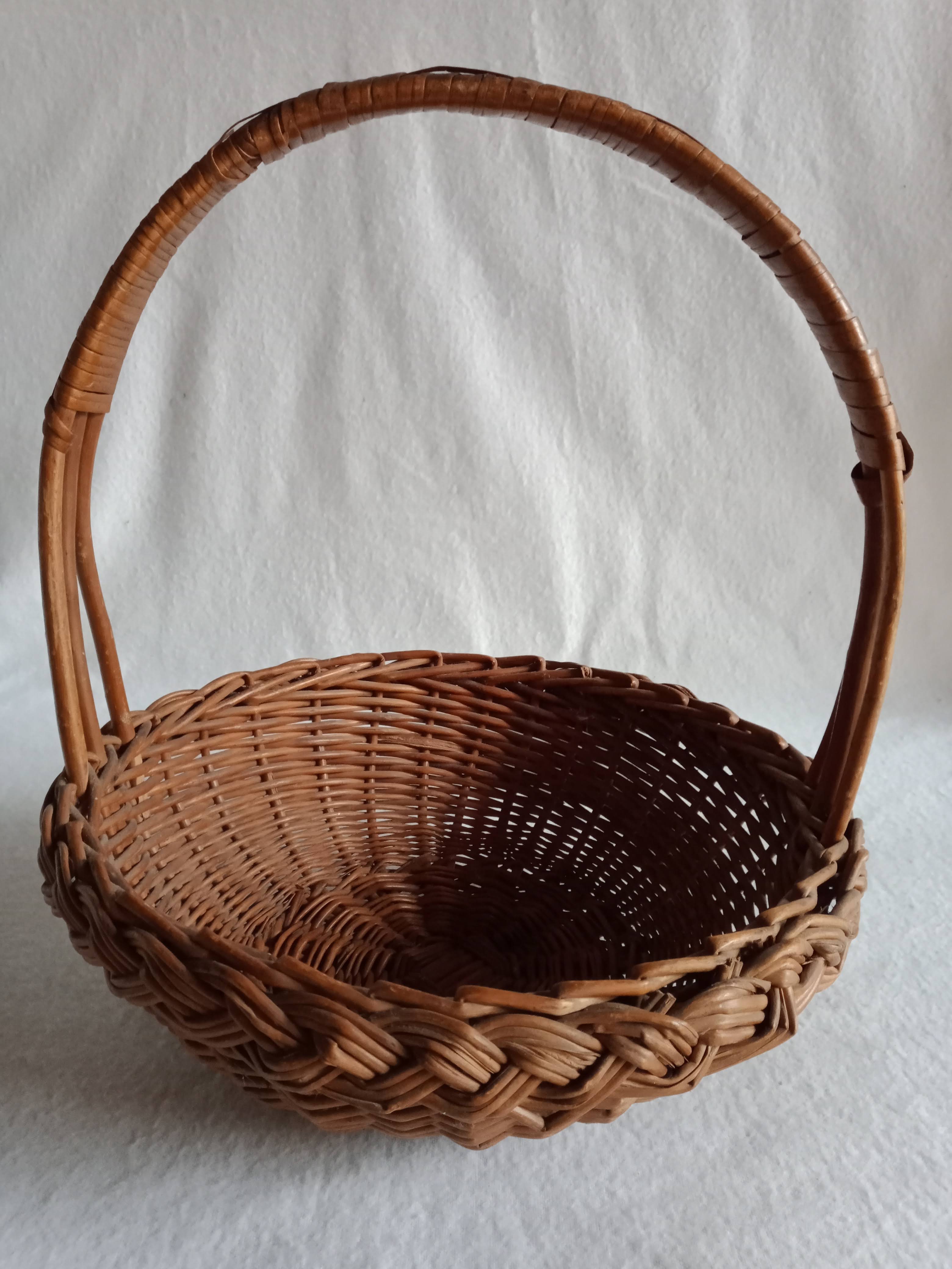 Old basket in braided wicker