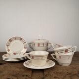 Cups and saucers x5 and sugar bowl - Moulin des Loups, model Richelieu