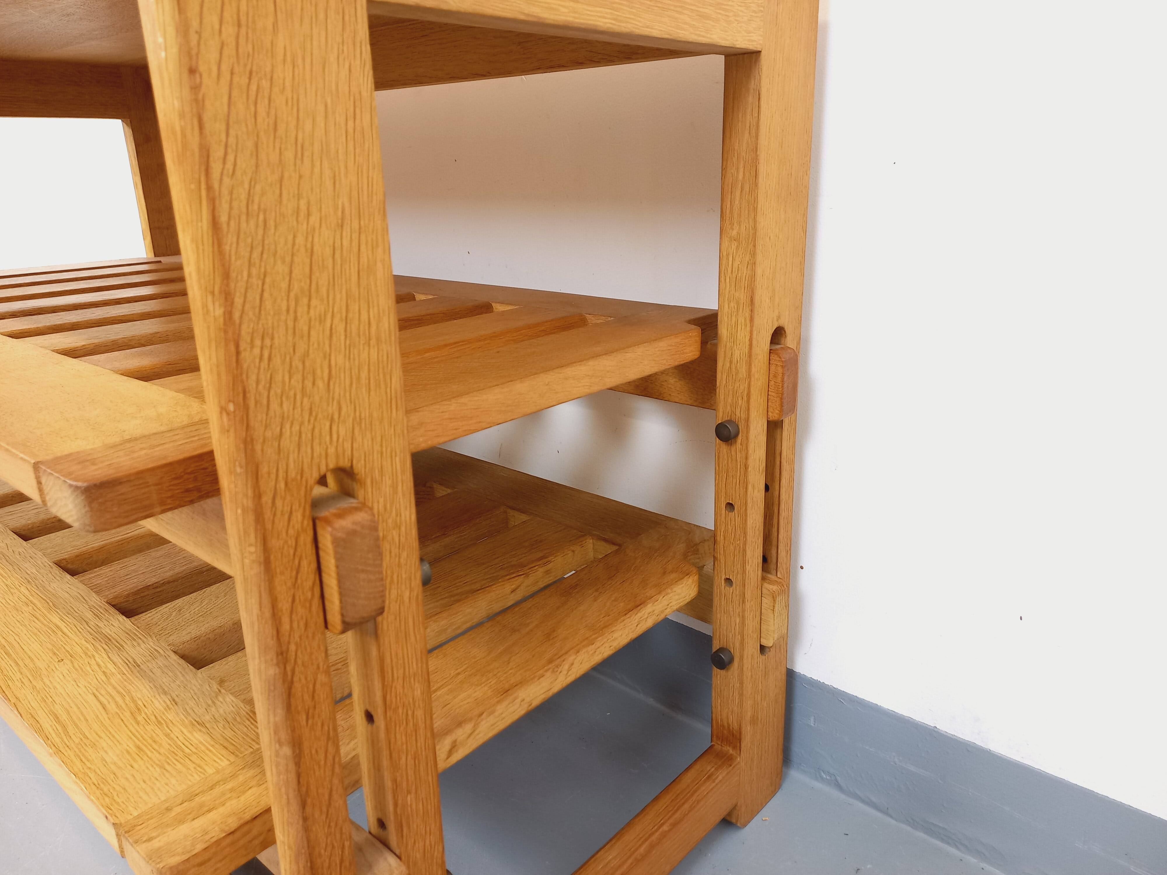 Guillerme et Chambron vintage open storage unit in solid oak
