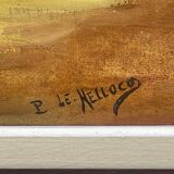 Oil on canvas, Breton scene, Breton village, signed Le Hellocq, Pont Aven