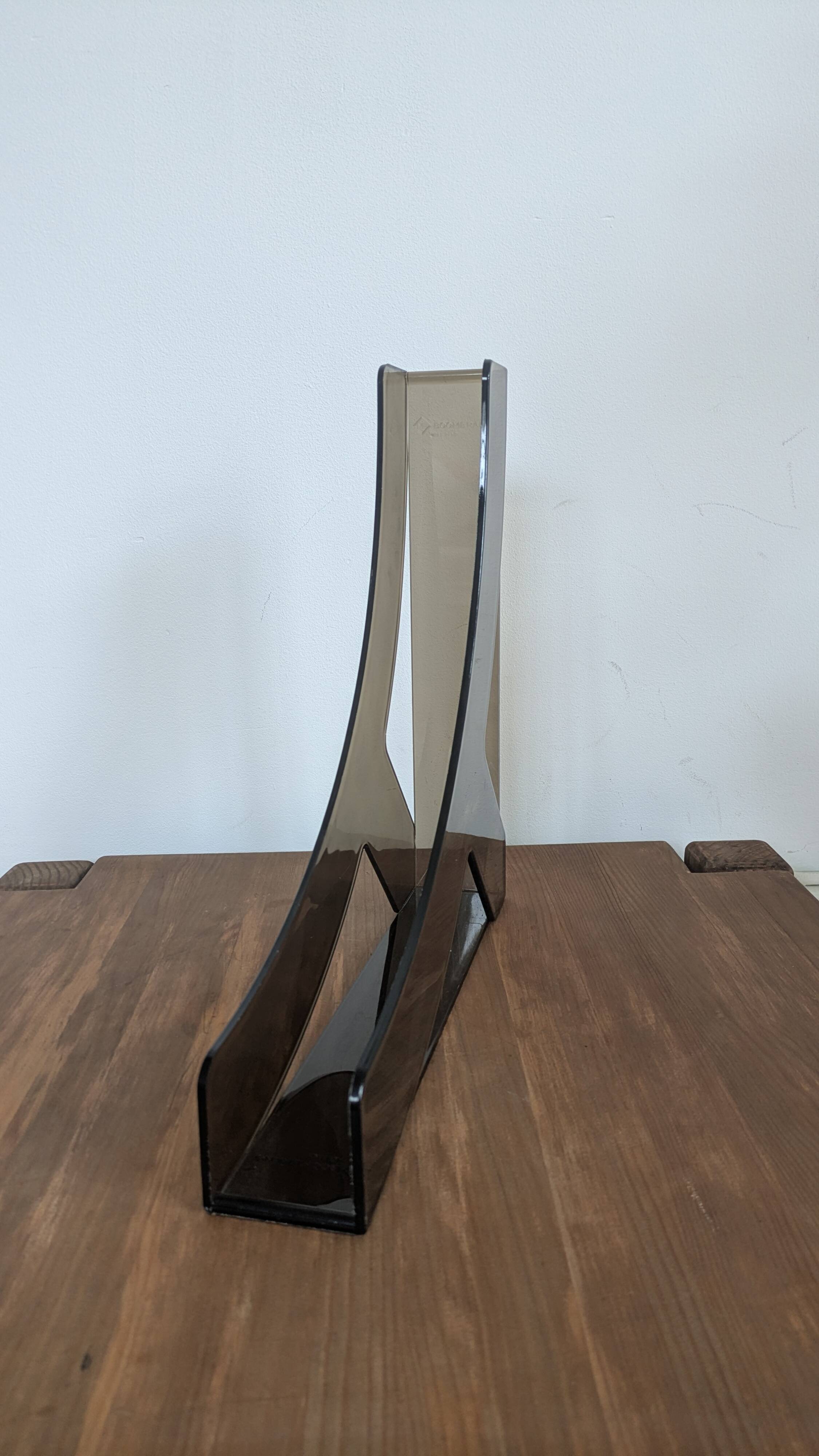 Vintage smoked plexiglass vinyl record holder / 70s