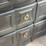 Commode Louis XV laquée noir acier