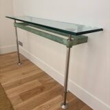 Console métal et verre, pièce unique 1980