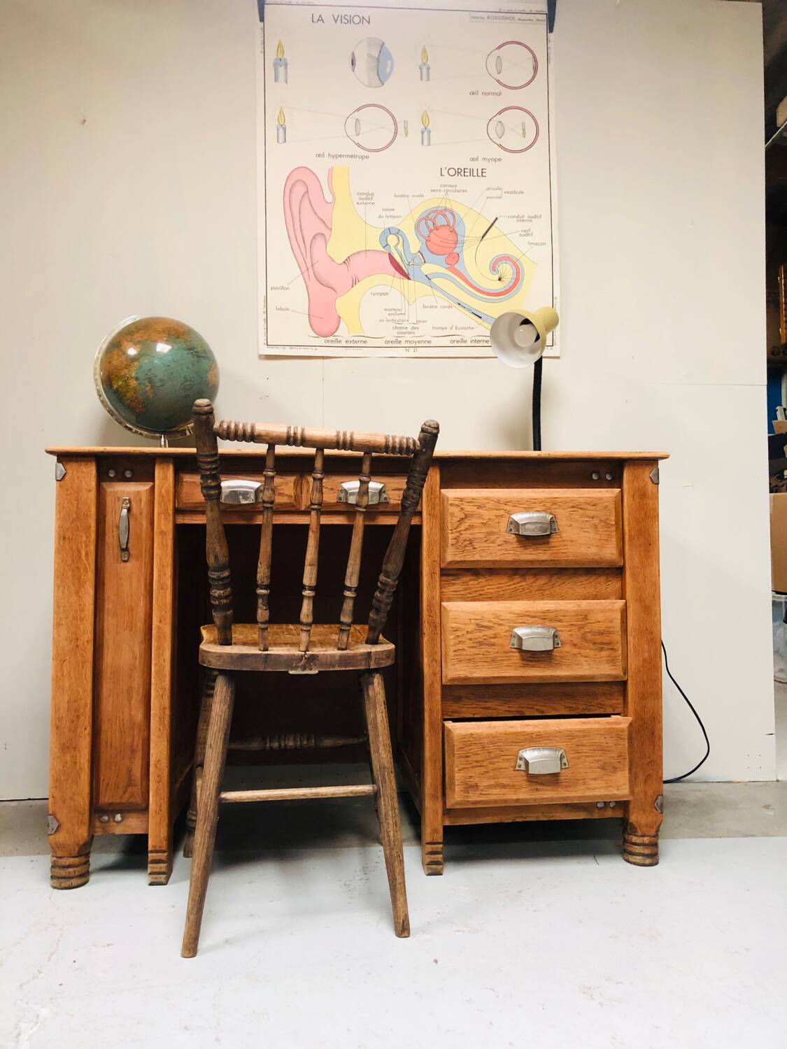 Old restored oak desk