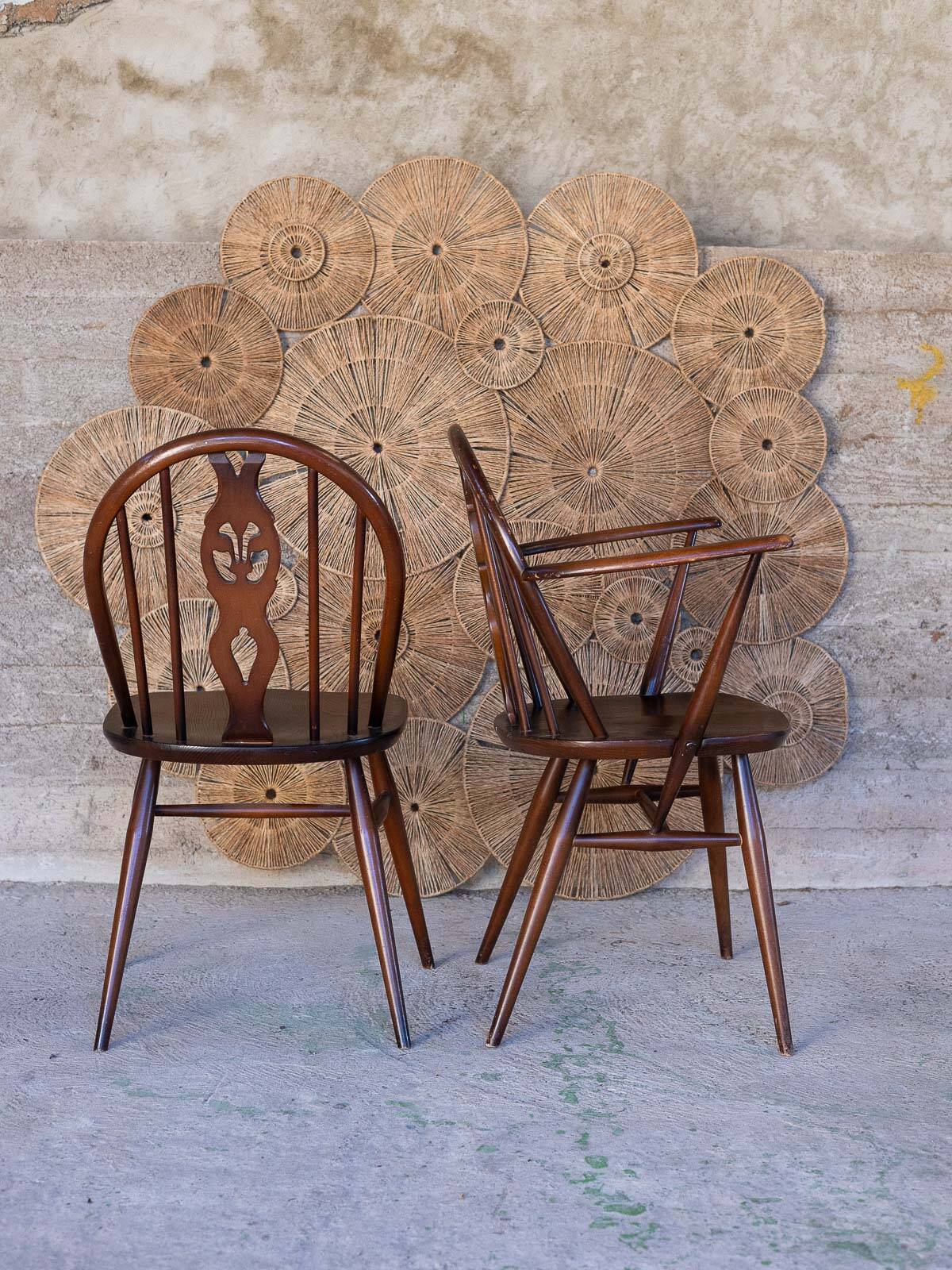 🏡✨ SUPERB SET OF CHAIRS & ARMCHAIRS IN WOOD – ENGLISH ERCOL ✨🏡