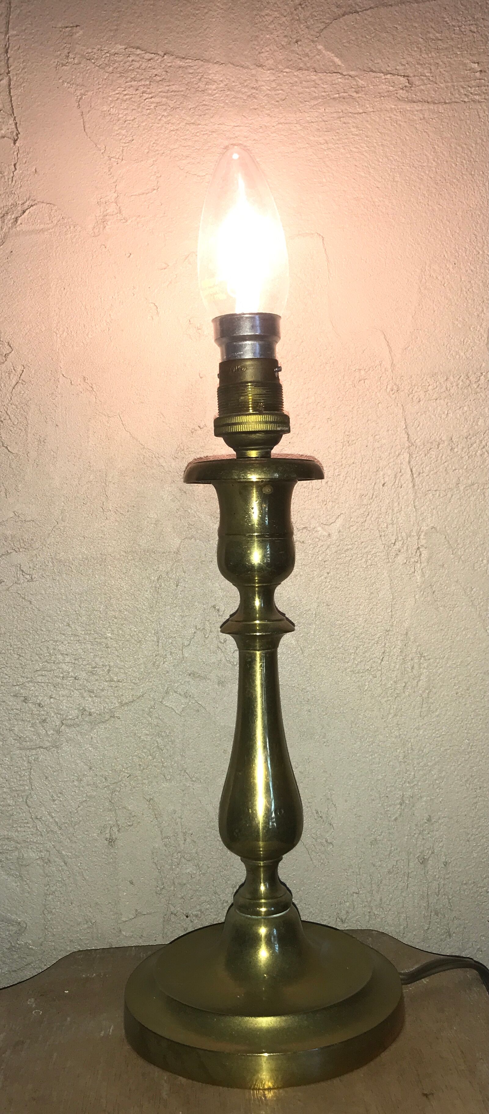 Lamp foot candle holder shape in solid brass 26.5 cm