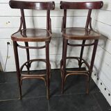 Paire de tabourets de bar à dossier