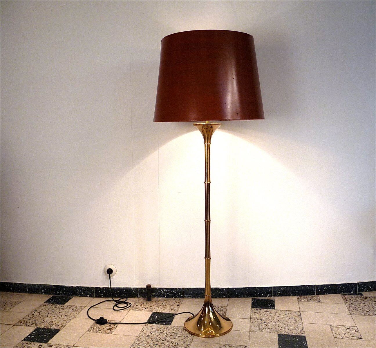 Brass Bamboo brass floor lamp by Ingo Maurer for Design M, Germany 1960s