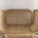 Amsterdam rattan armchair with U-shaped armrest, squared canework