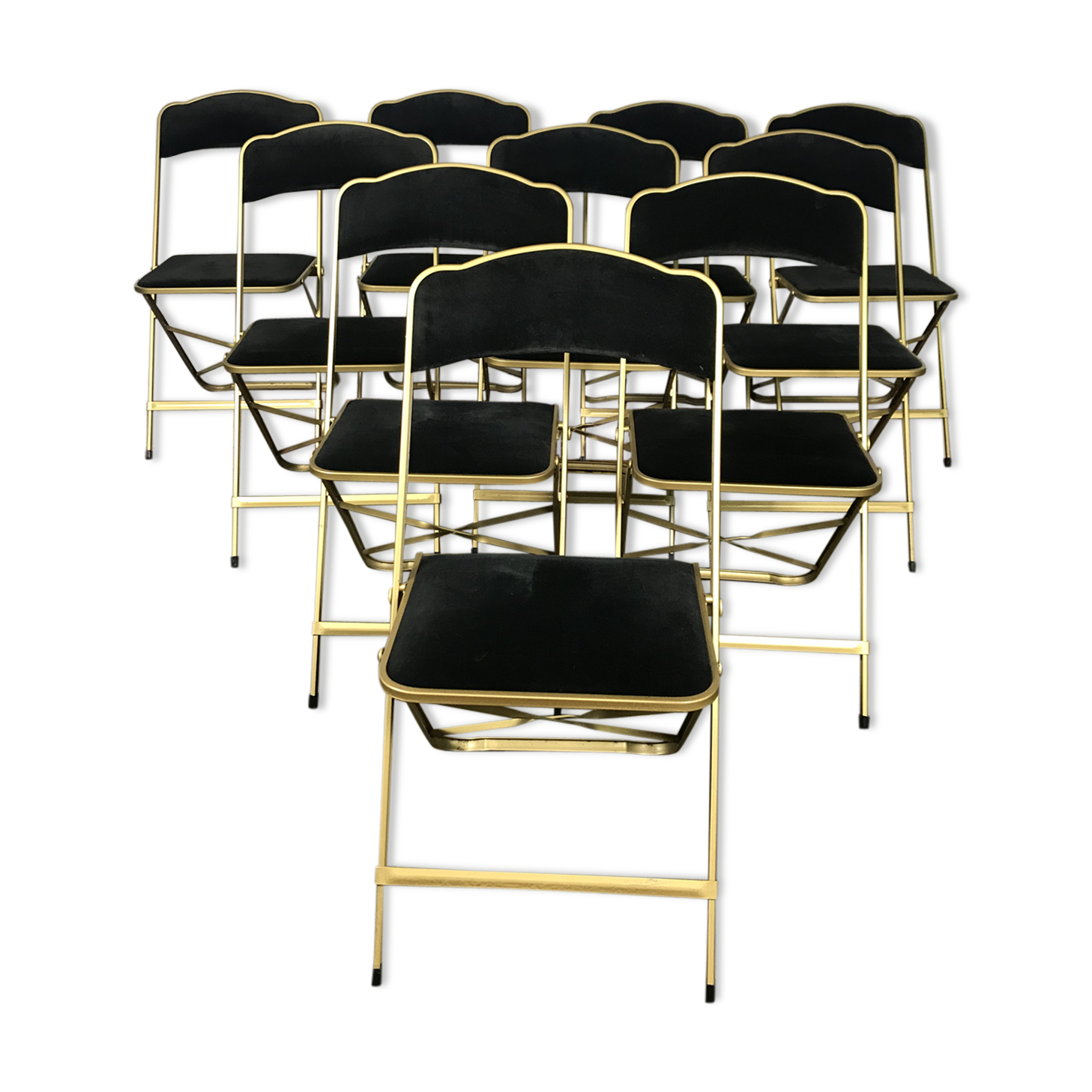 10 foldable black velvet event chairs