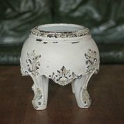 Solid wood plant stand with Louis XV style palm leaf motifs.
