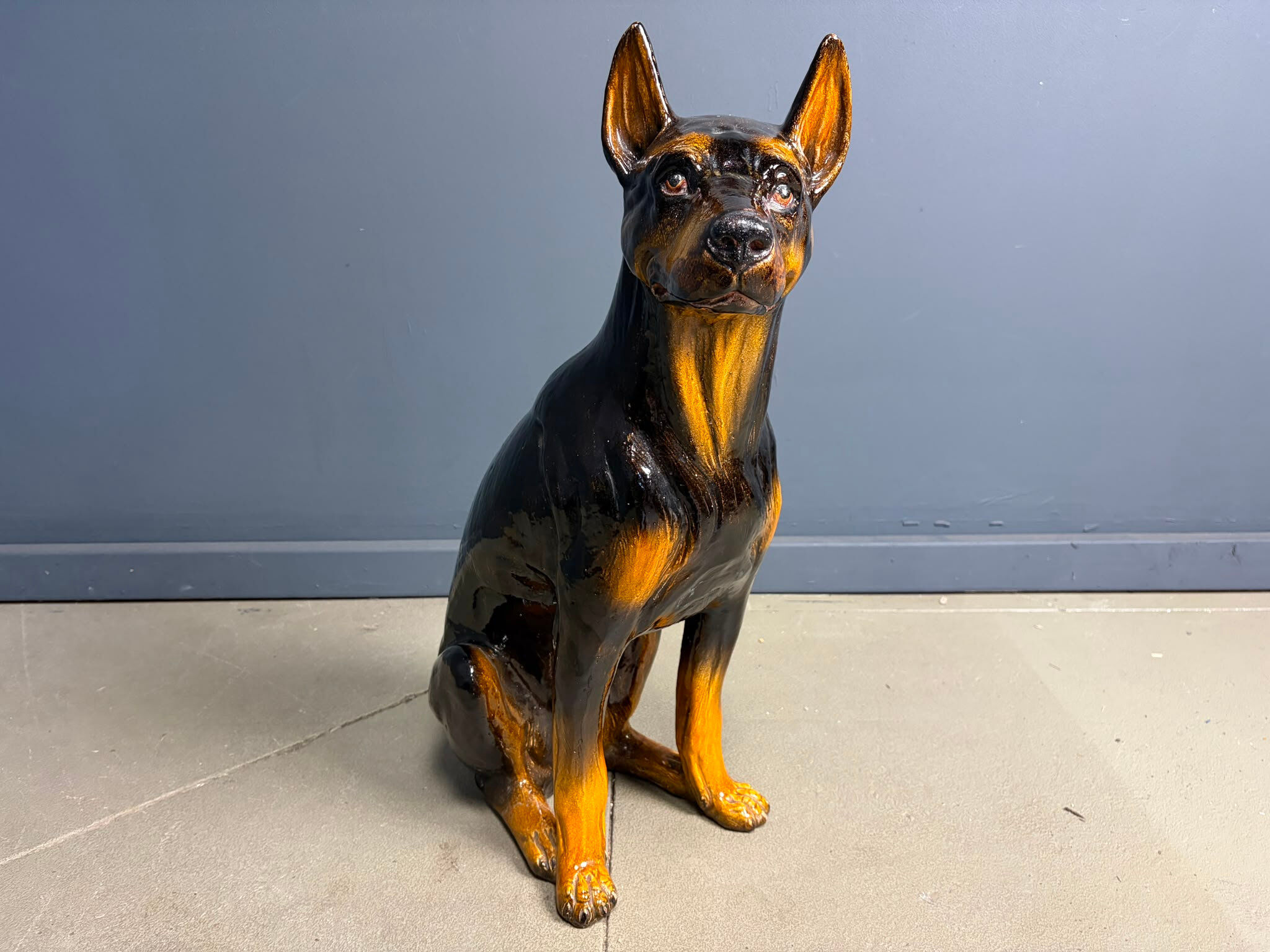 Vintage ceramic sculpture of a Doberman, 1960s