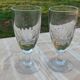 2 verres anciens à absinthe de bistrot, verre épais base torsadée XIXème